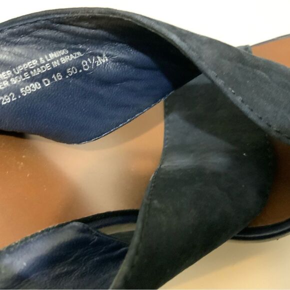 Tory Burch Navy Blue Suede Gabrielle Slingback Wedge Sandals Womens Size 8.5 M - Picture 9 of 16